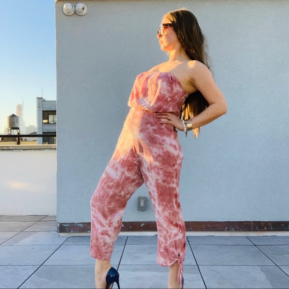 Free People Marble Camo Tye-Dye Strapless Jumpsuit - Picture 10 of 16